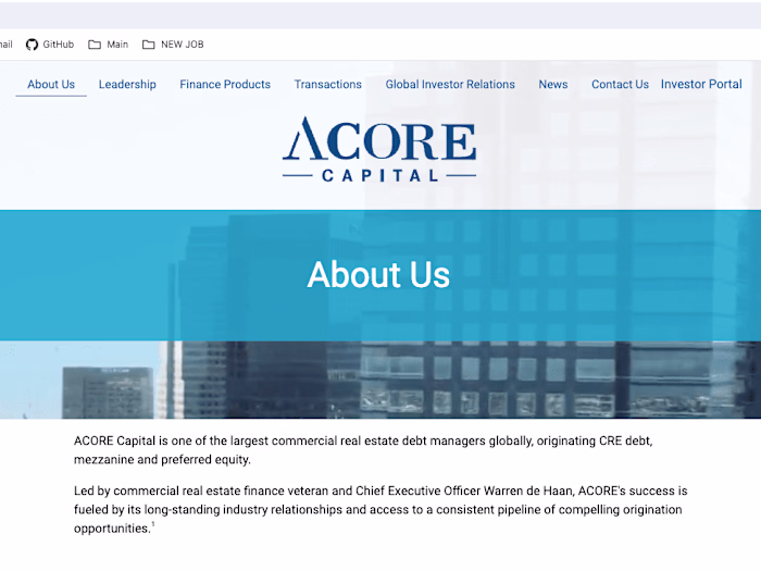 Commercial ACORE website overhaul