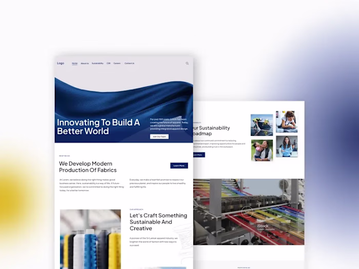 Website design for an apparel manufacturer