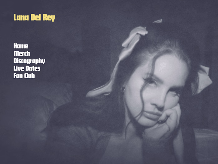 Lana Del Rey– Artist's website redesign Ocean Blvd era