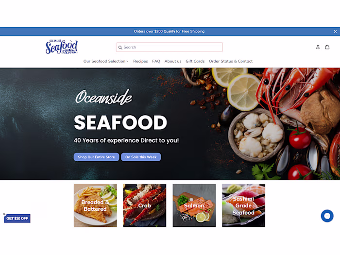 Seafood e-commerce platform built with