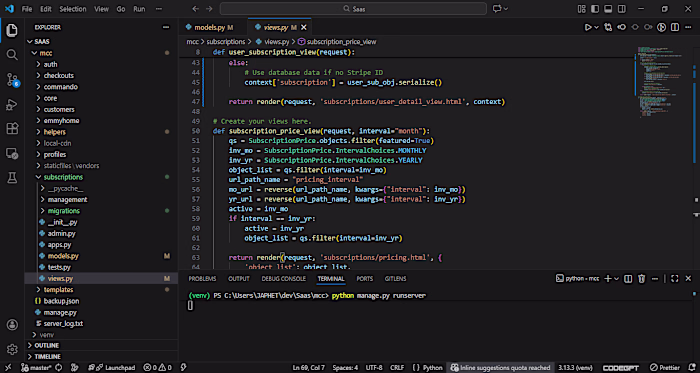 Views for a saas website