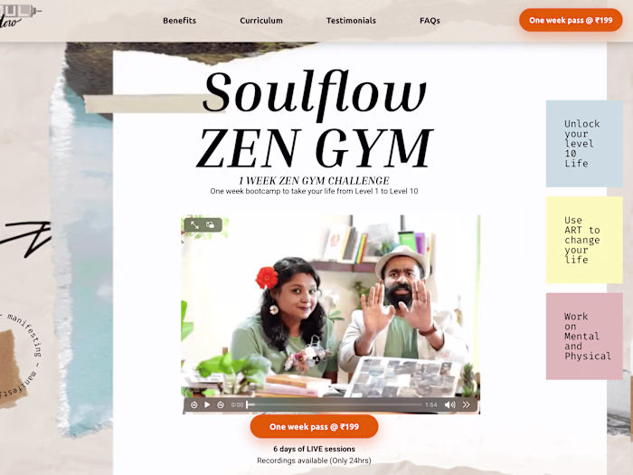 Soulflow - Art Workshop Landing Page with Signups