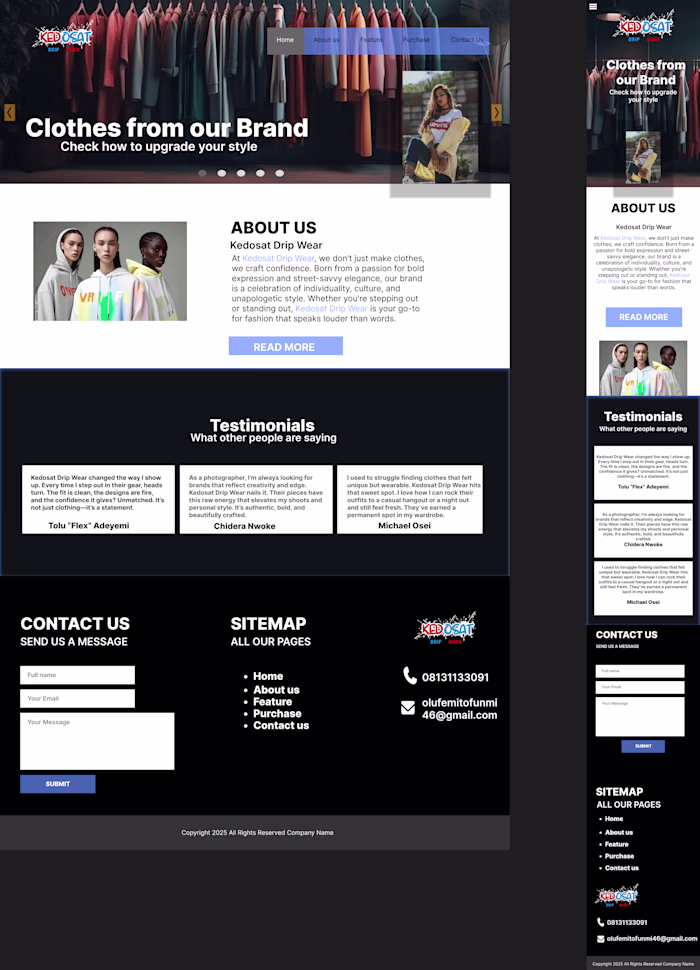 Brand Website Design For Kedosat Drip Wear