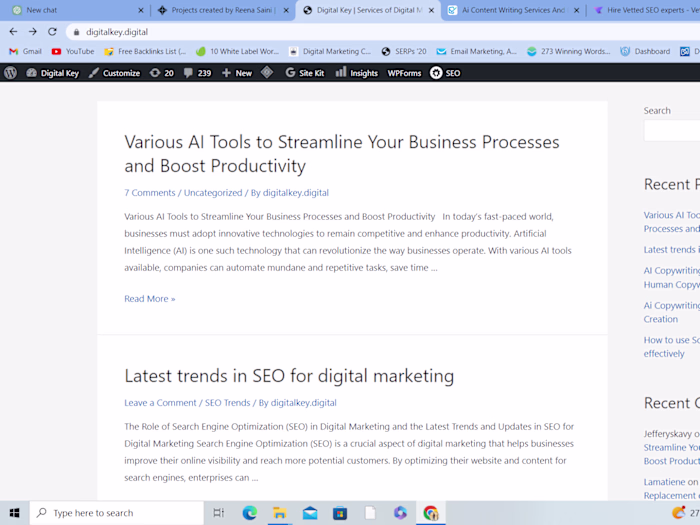 Blog posts for a website