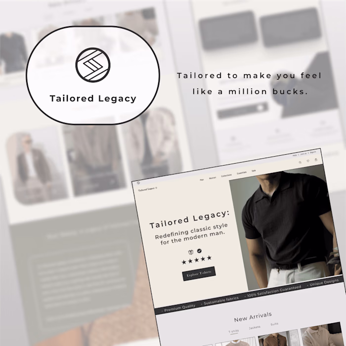 Tailored Legacy: E-commerce website design.