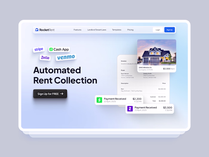 Rocket Rent Property Management Dashboard Design