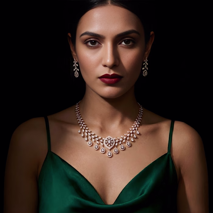 Diamond Necklace Set — AI Luxury Jewelry Photography