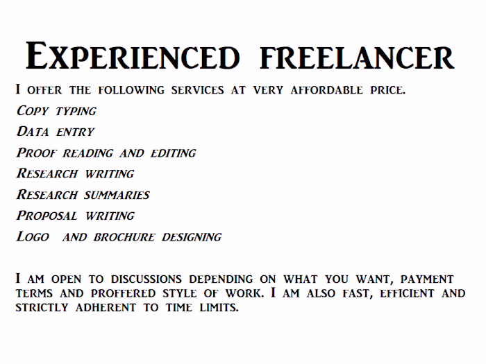EXPERIENCED FREELANCER