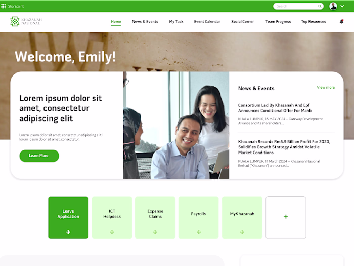 Khazanah SharePoint Dashboard Revamp
