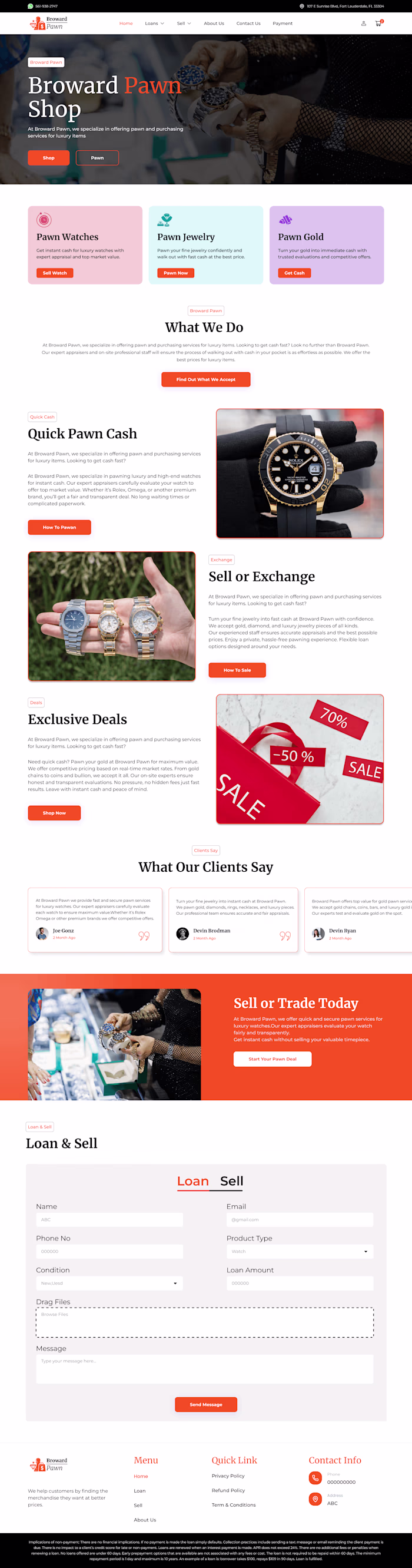 Broward Pawn Shop | UI UX Design | Ecommerce Design