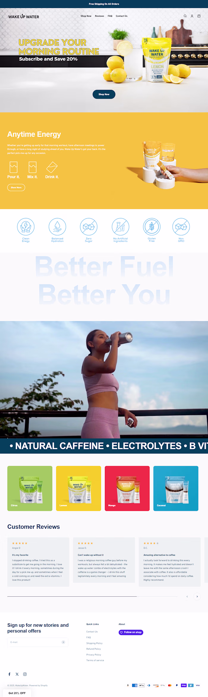 Wake Up Water – Energetic Shopify Design for Clean Hydration