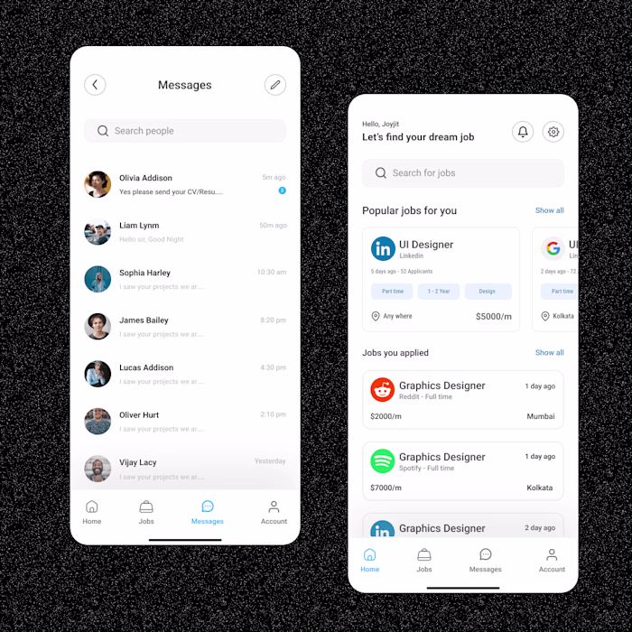 Freelancer mobile app concept UI
