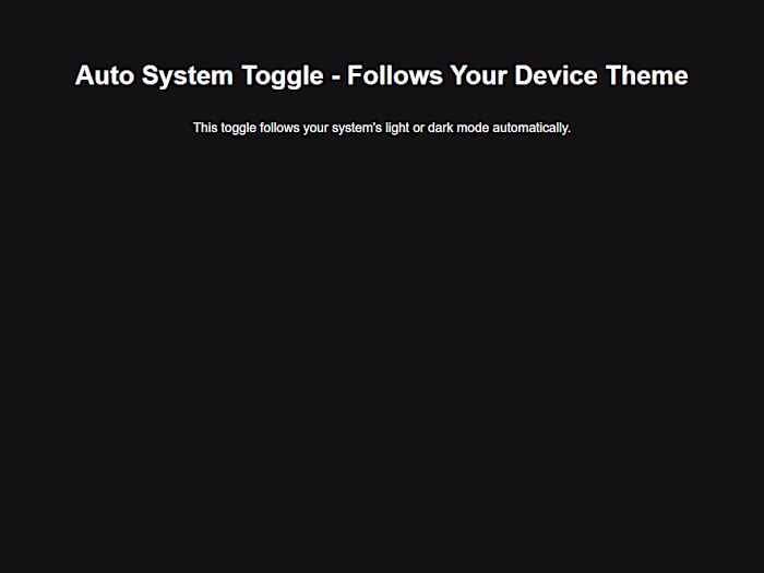Dark Mode Toggle – System Preference Based