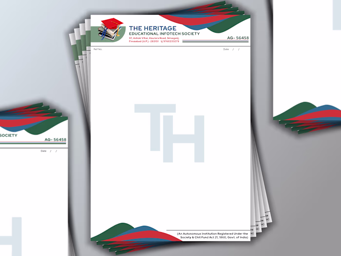 A formal letterhead design created for The Heritage Educatio...