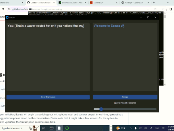 Ecoute setup on the client PC