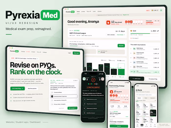 PyrexiaMed | UI/UX Redesign for Web & Mobile