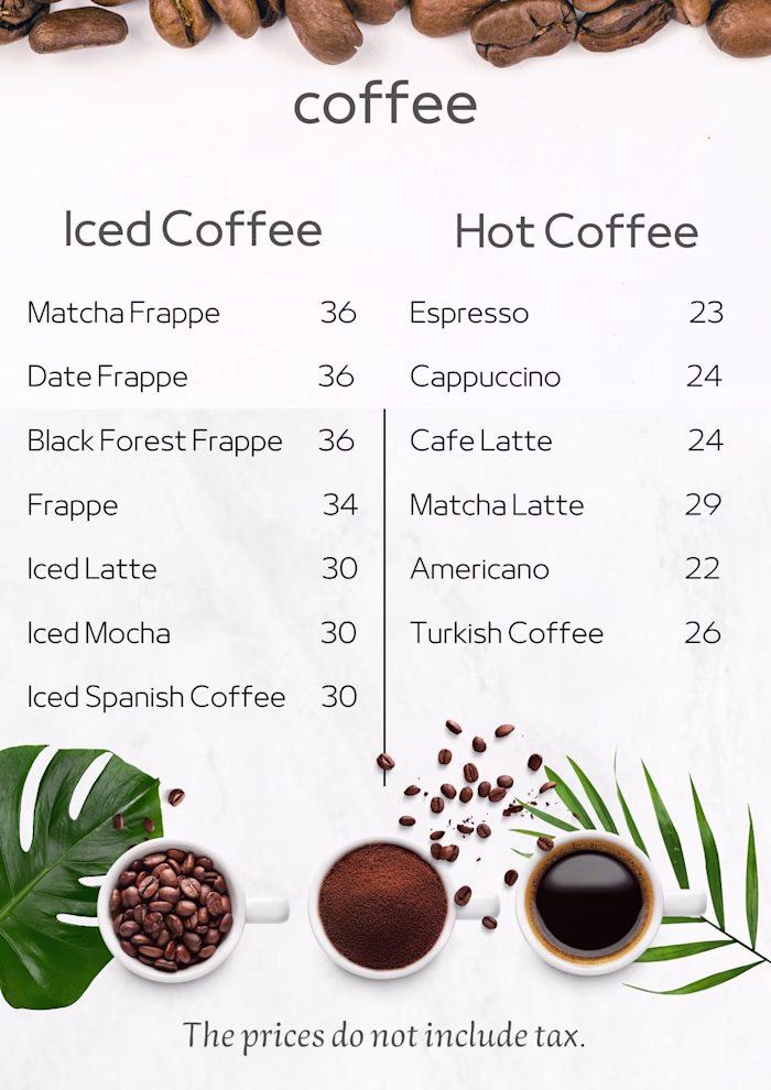 coffee menu