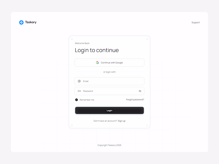 Simple log in page