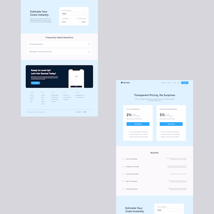 pricing section for fintech platform, made by me