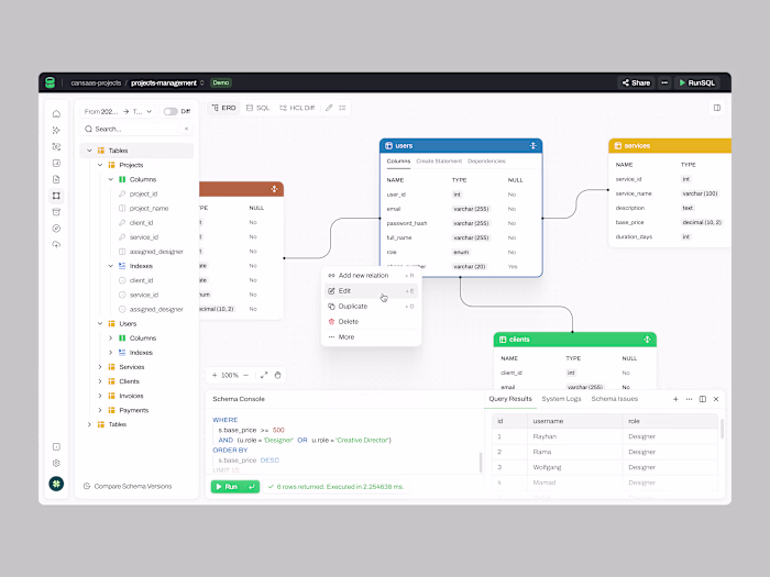 Database Management Dashboard