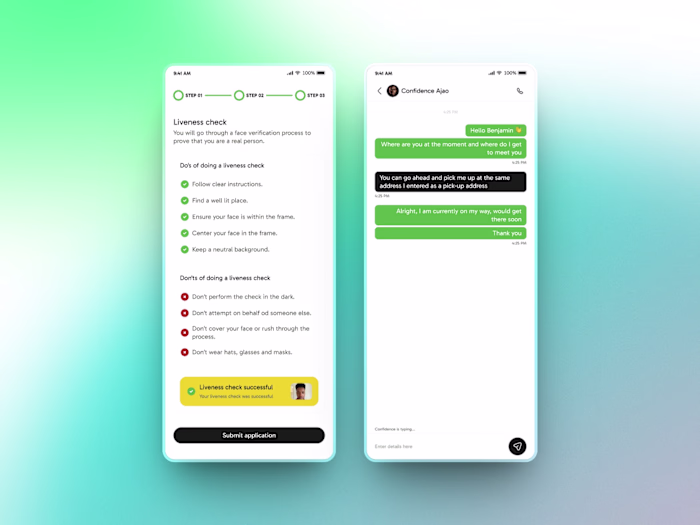ProTaxi Drivers Liveness Check and Chat Feature