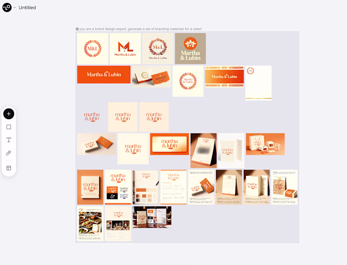 Using Lovart to create branding for a project for a catering...