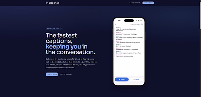 Cadence — On-Device Live Captioning for iPhone