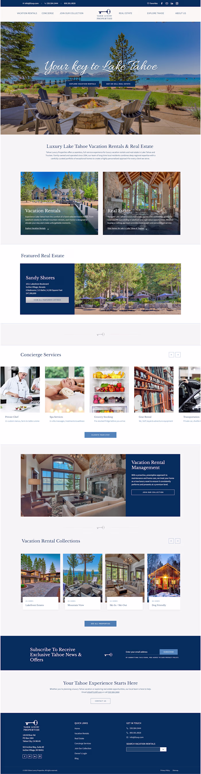 Tahoe Luxury Properties — Vacation Rental & Real Estate Website
