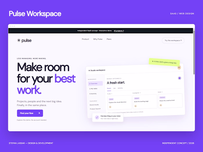 Pulse — SaaS Website & Interactive Workspace