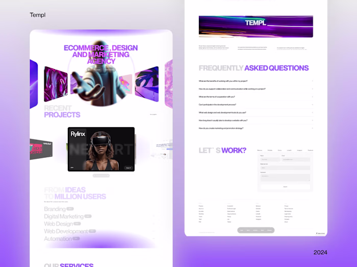 Framer site development for eCommerce digital agency · Templ