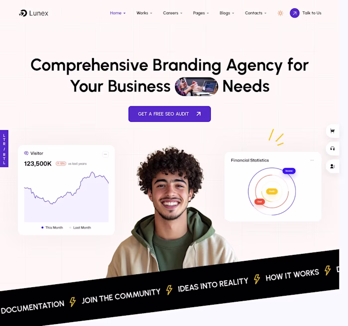 Lunex Creative Home Bold Homepage Design