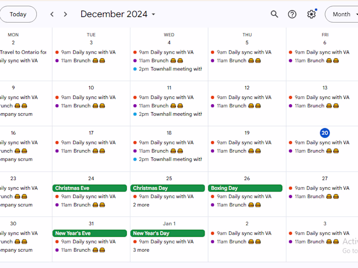 Calendar management for Client
