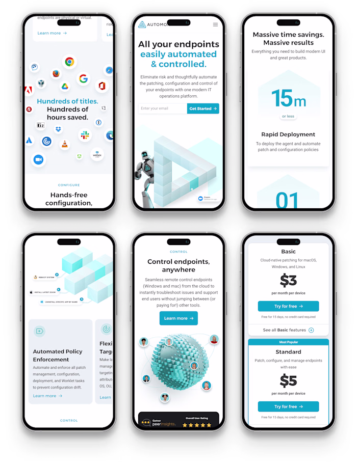 Automox SaaS Web Design and illustration set