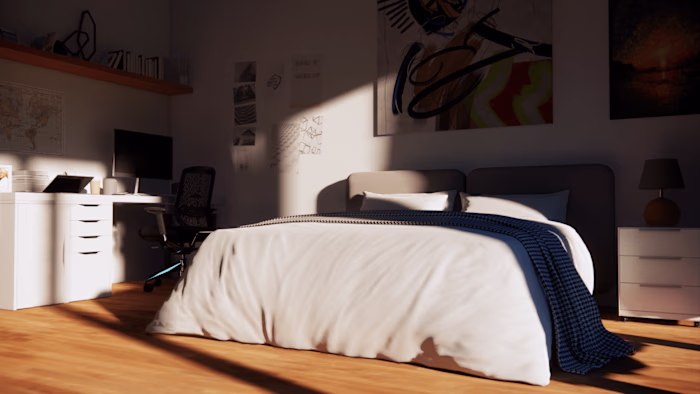 Cozy Modern Bedroom with Workspace