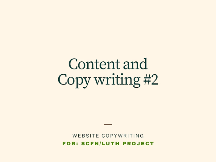 SCFN/LUTH Website Content Writing & Brand Communication