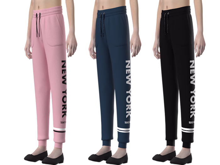 Women's Jogger Pants — 3 Colorway Presentation | CLO3D