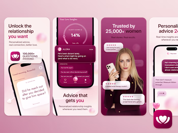 Alora: Relationship Advice App Store Screenshots