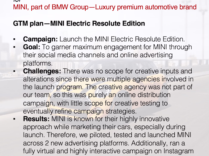 PLATFORM ADVERTISING for MINI, part of BMW Group—Luxury premium 
