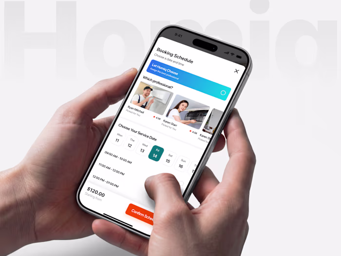 Home Service Schedule Booking Design