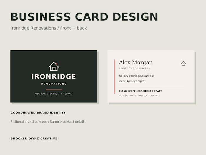 Ironridge Renovations — Branded Business Card Design