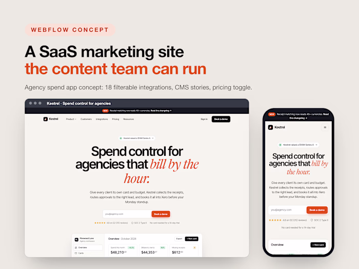 Kestrel: a SaaS marketing site the content team can run