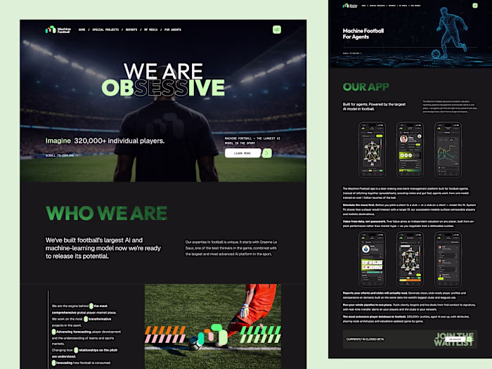 Machine Football AI: Website Design & Framer Build
