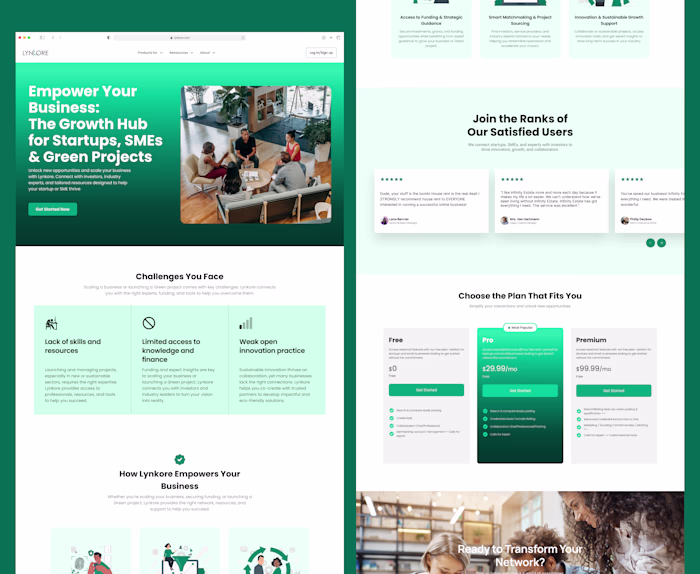 Business Ecosystem Landing Page UI