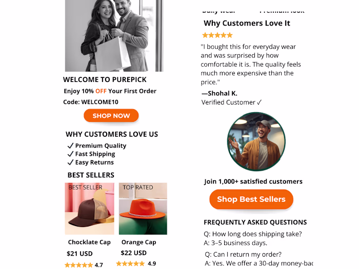 Designed a welcome email to