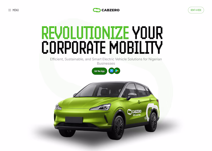 Landing page for CabZero.ng