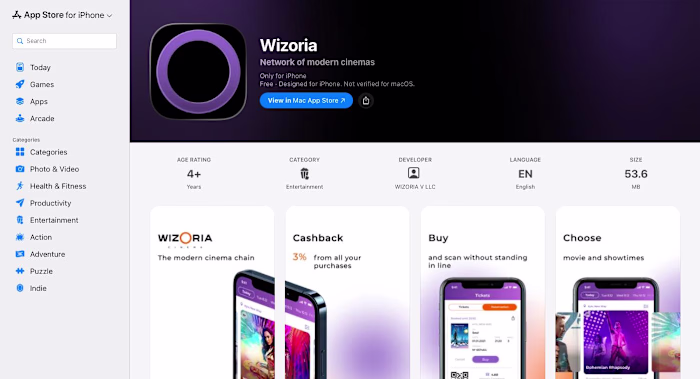 Wizoria Cinema App Development