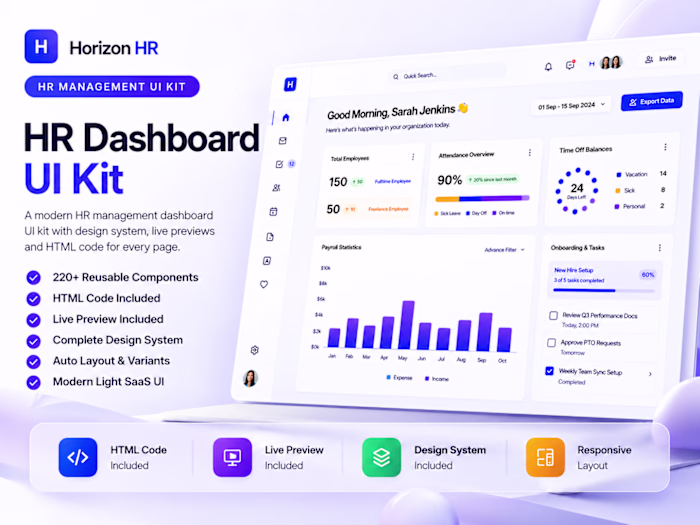 Horizon HR — Modern HR Dashboard UI Kit