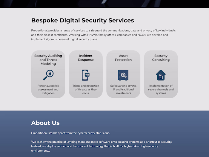 Proportional Security - website design and development