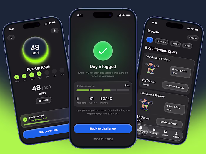 Fitness challenge app designed to