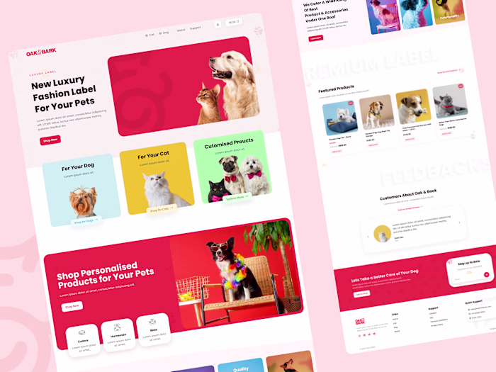 Oak & Bark Pet Shop, E-Commerce Website Design